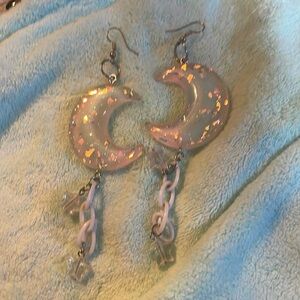 Iridescent moon acrylic earrings